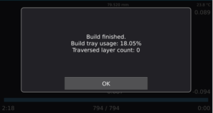 Asiga Max Build Finished 18.05% Usage