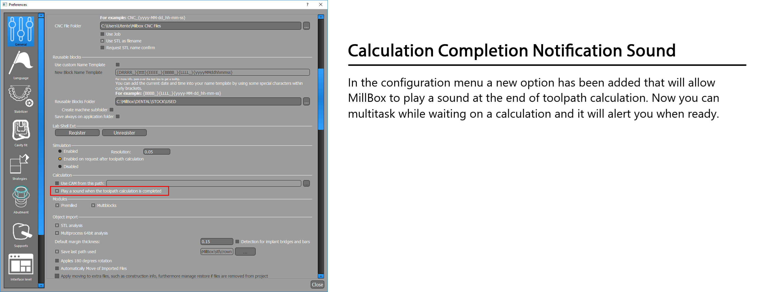 Calibration Completion Notification Millbox