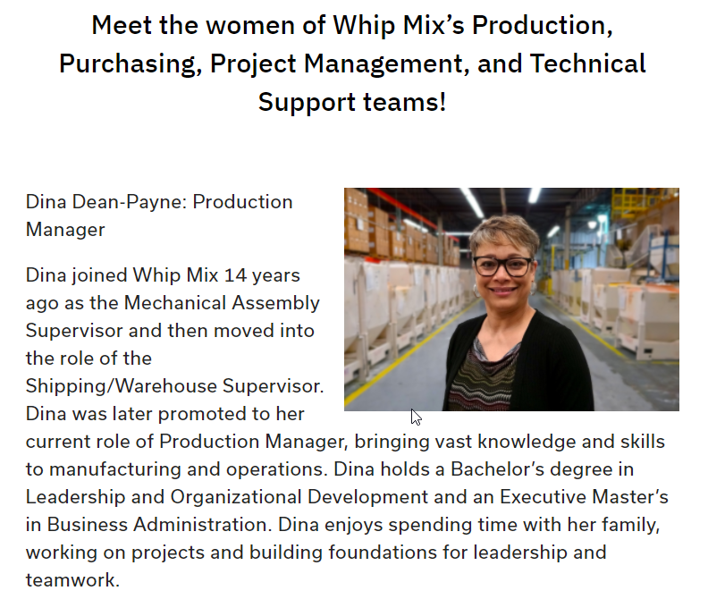 The Awesome Women of Whip Mix's Production, Purchasing, Project Management, and Technical Support teams Blog
