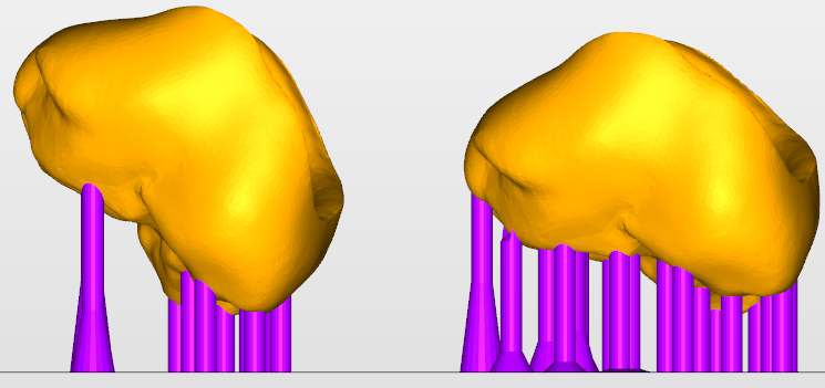 Yellow Molar Models with 30 and 45 Degrees with Purple Supports